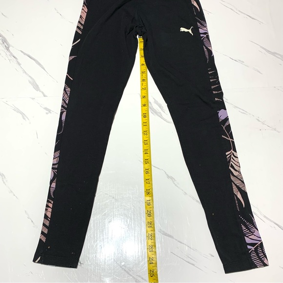 Puma Women’s Black Pink Leaves Print On Sides Lightweight Leggings Size XS/Small - Picture 11 of 12